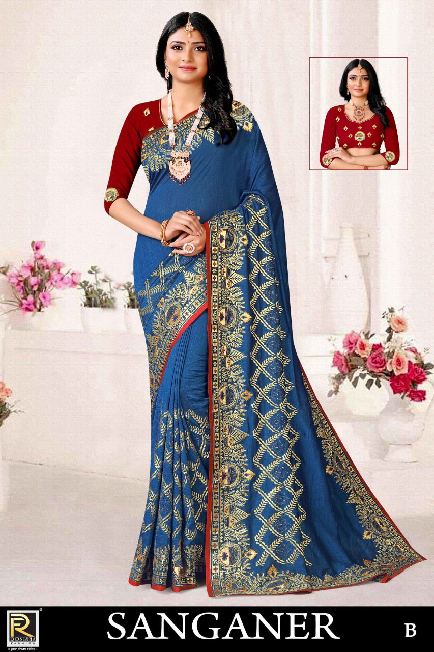 Ronisha Sanganer Festive Wear Wholesale Designer Sarees Catalog
